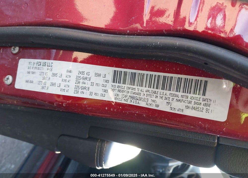 2016 JEEP CHEROKEE ALTITUDE VIN: 1C4PJMAB0GW301619