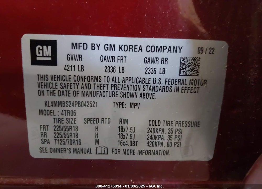 2023 BUICK ENCORE GX PREFERRED FWD VIN: KL4MMBS24PB042521