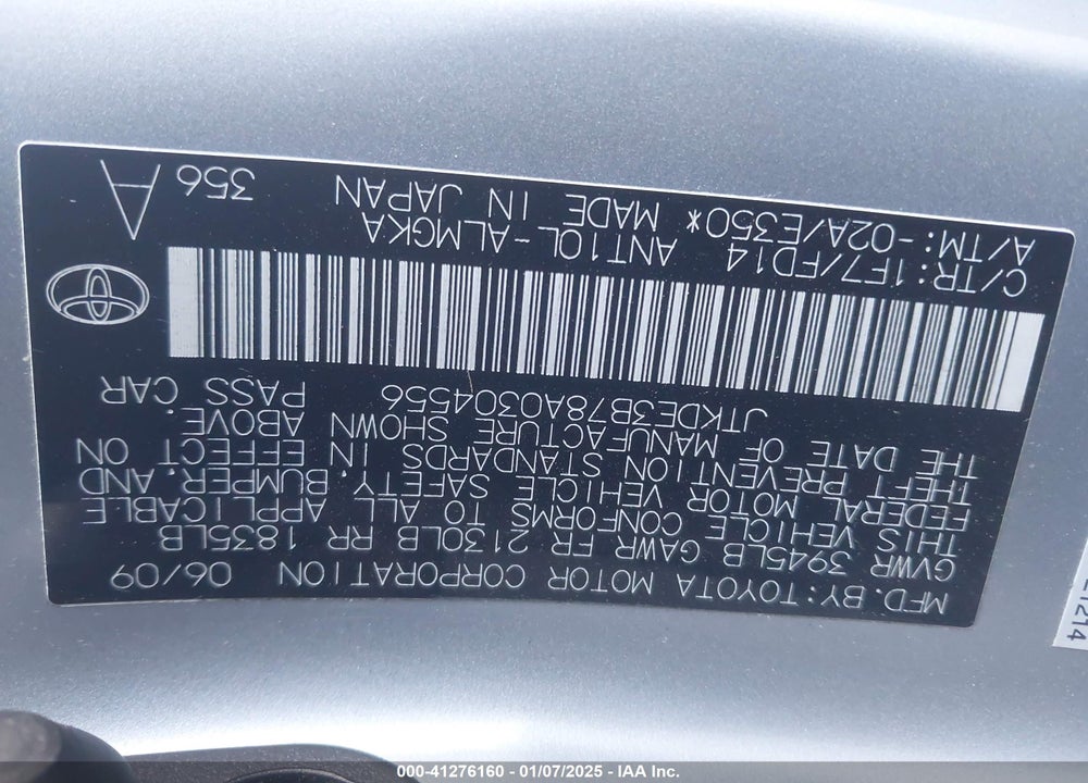2010 SCION TC VIN: JTKDE3B78A0304556