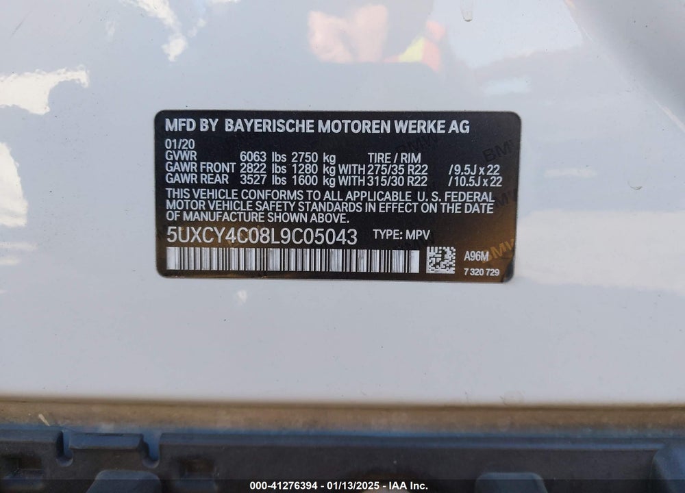 2020 BMW X6 SDRIVE40I VIN: 5UXCY4C08L9C05043