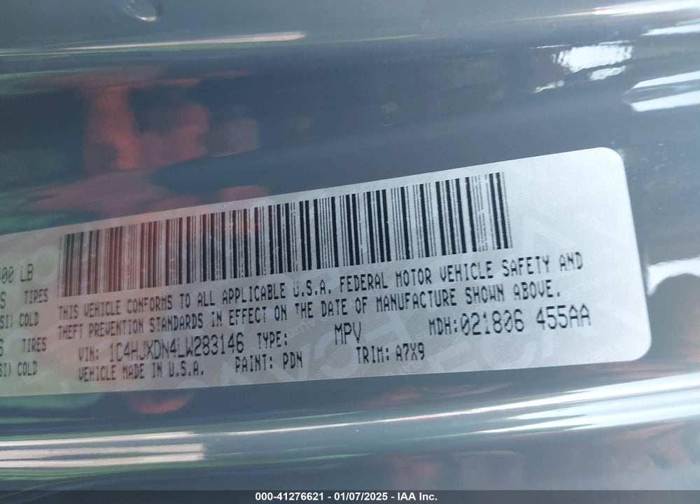 2020 JEEP WRANGLER UNLIMITED SPORT S 4X4 VIN: 1C4HJXDN4LW283146