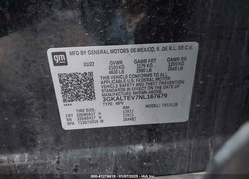 2022 GMC TERRAIN AWD SLE VIN: 3GKALTEV7NL167679