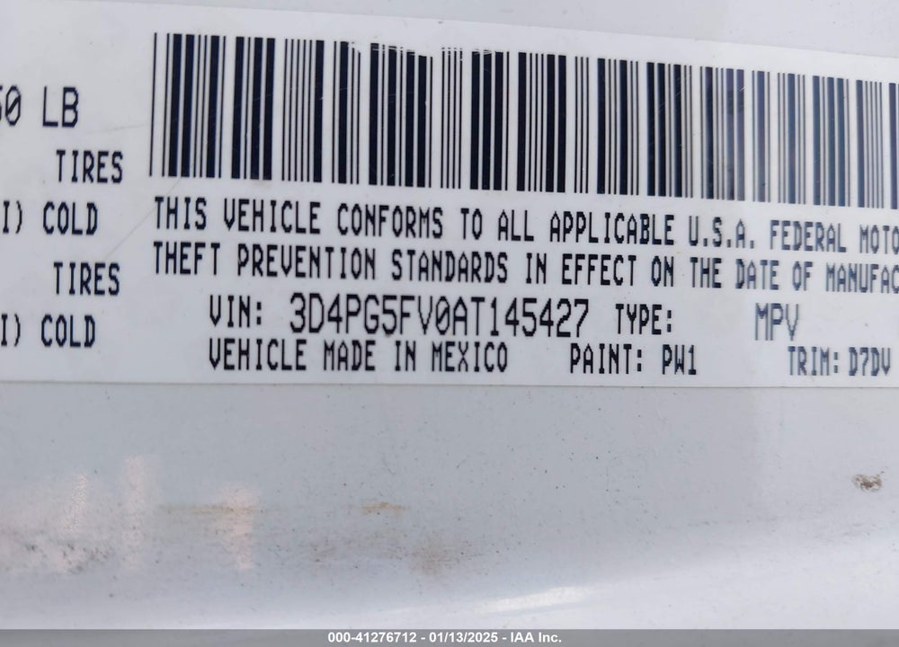 2010 DODGE JOURNEY SXT VIN: 3D4PG5FV0AT145427