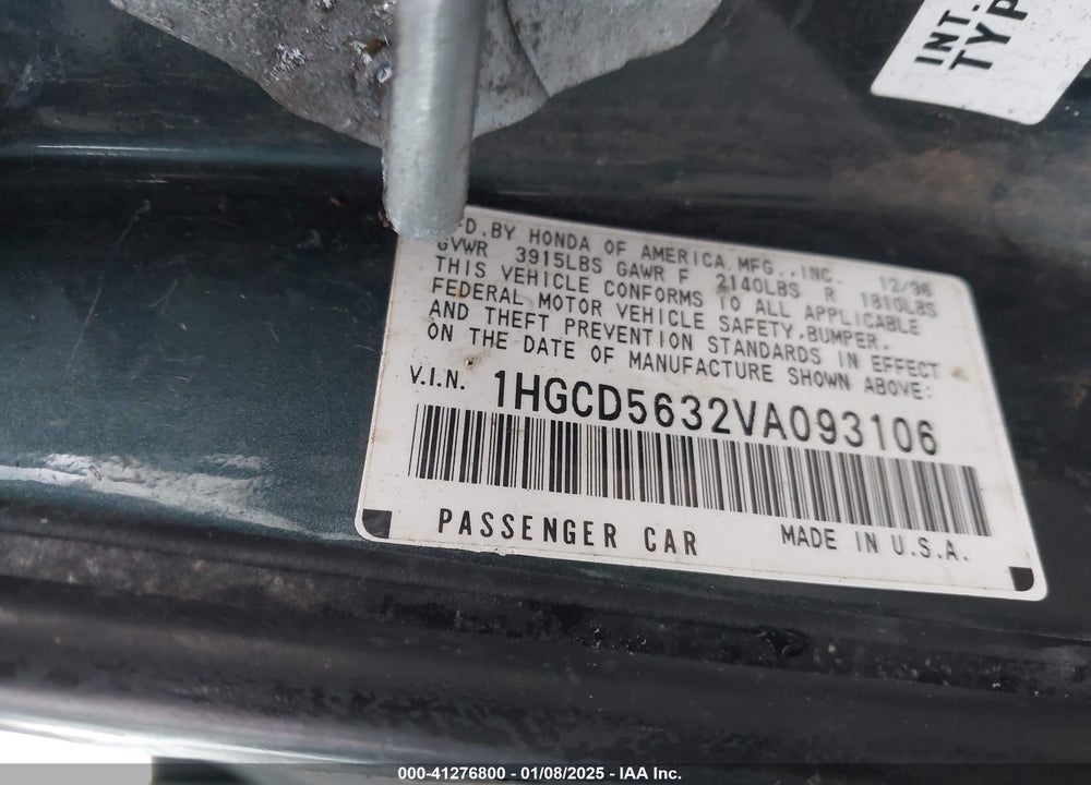 1997 HONDA ACCORD LX VIN: 1HGCD5632VA093106