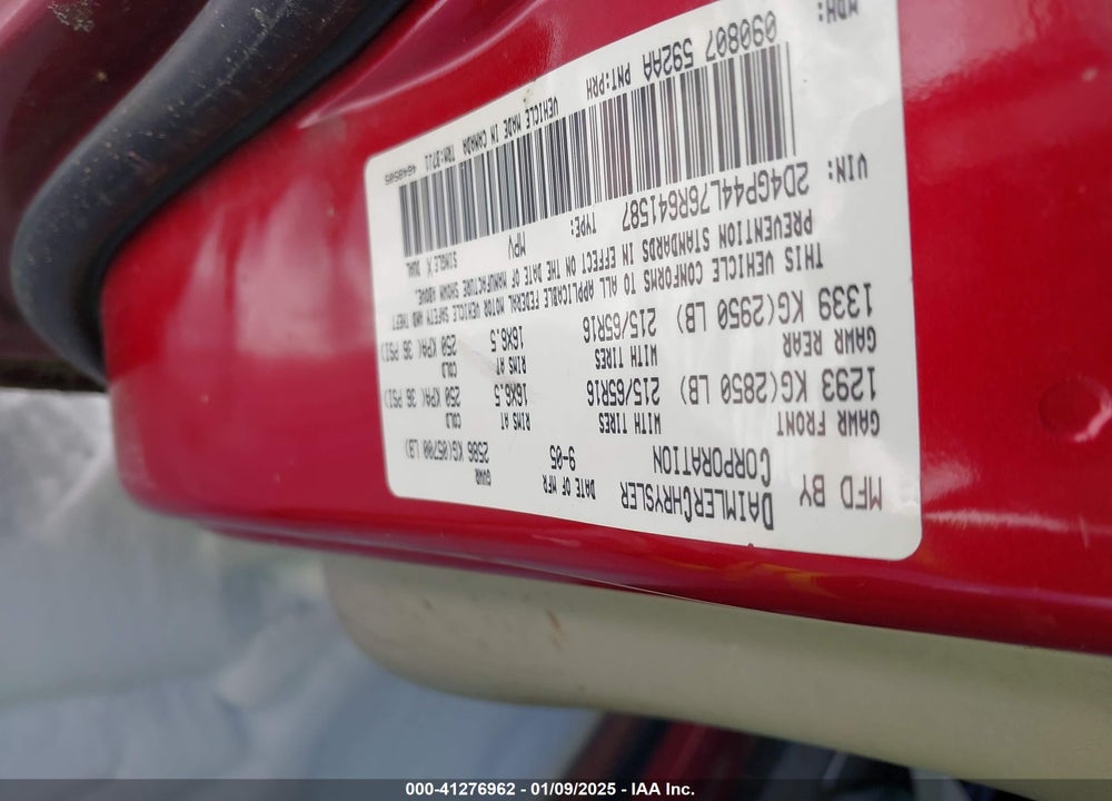 2006 DODGE GRAND CARAVAN SXT VIN: 2D4GP44L76R641587