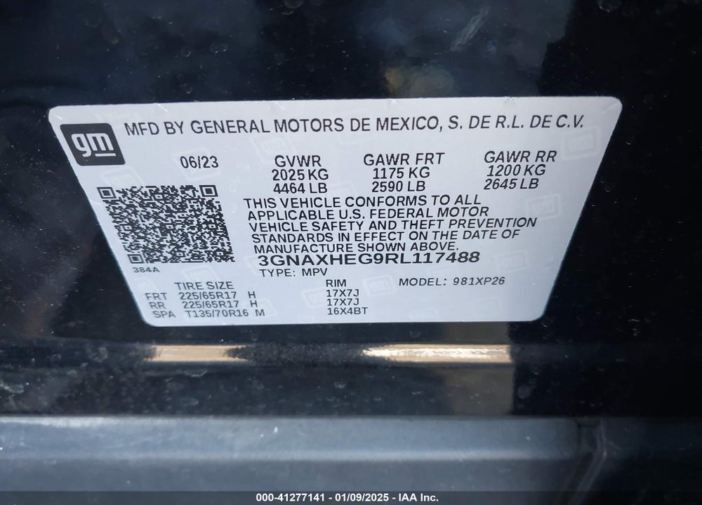 2024 CHEVROLET EQUINOX FWD LS VIN: 3GNAXHEG9RL117488