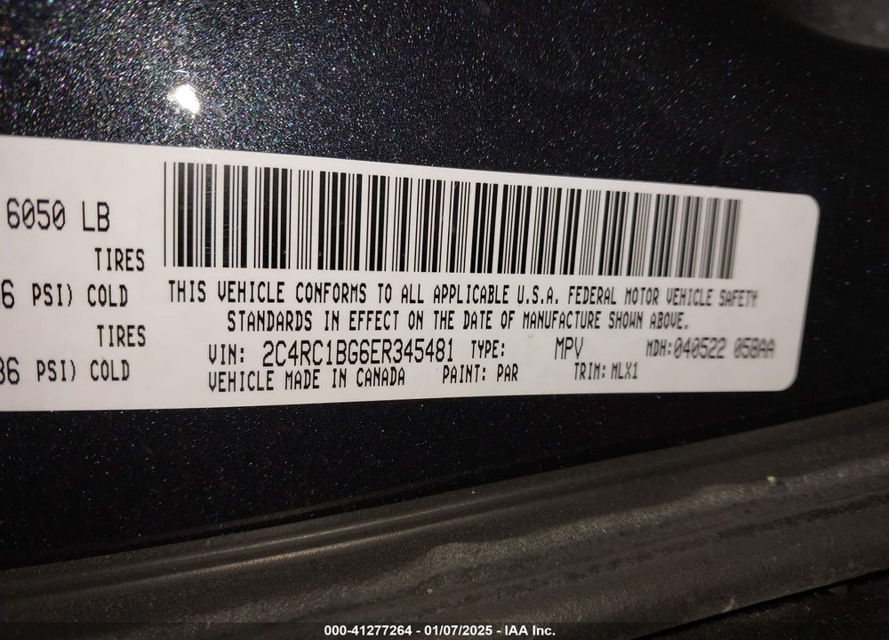 2014 CHRYSLER TOWN & COUNTRY TOURING VIN: 2C4RC1BG6ER345481