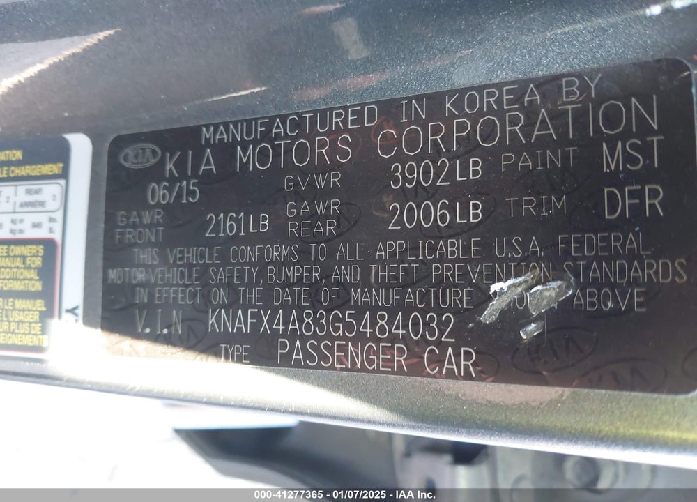 2016 KIA FORTE EX VIN: KNAFX4A83G5484032