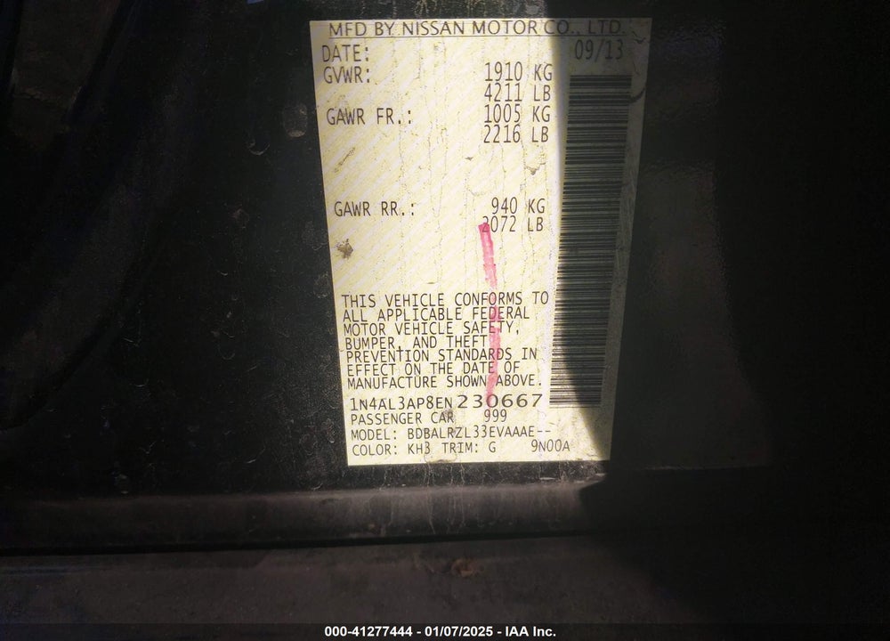 2014 NISSAN ALTIMA 2.5 S VIN: 1N4AL3AP8EN230667