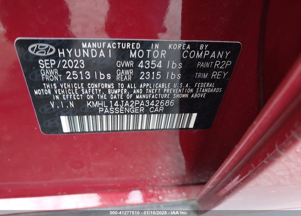 2023 HYUNDAI SONATA VIN: KMHL14JA2PA342686