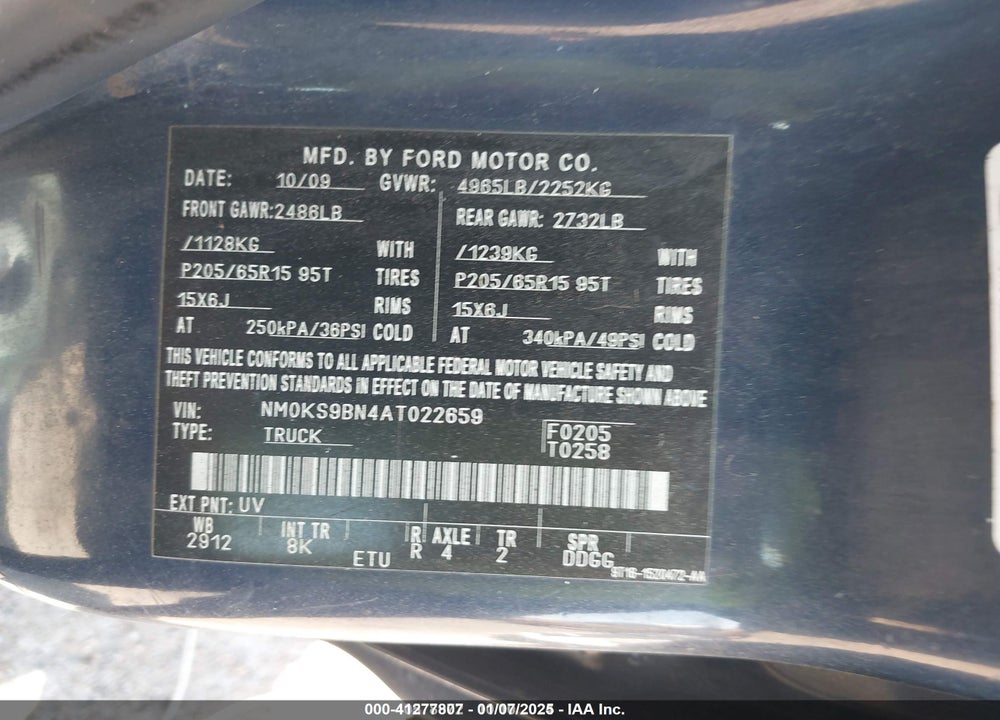 2010 FORD TRANSIT CONNECT XLT VIN: NM0KS9BN4AT022659