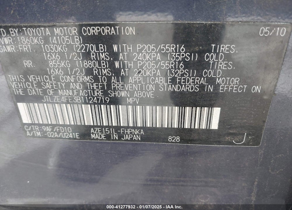 2011 SCION XB VIN: JTLZE4FE3B1124719