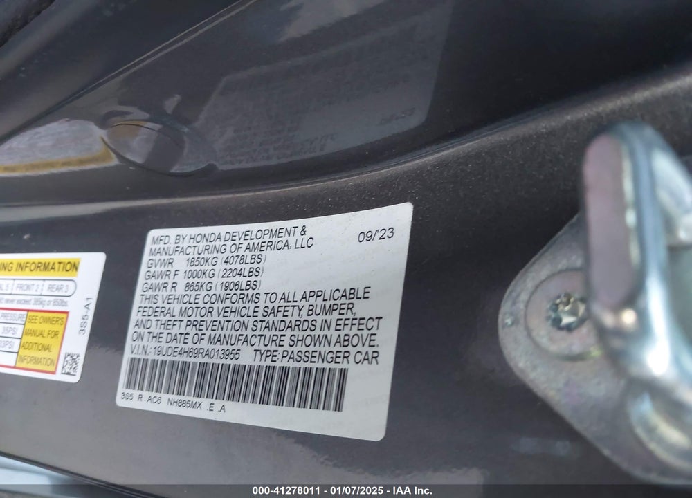 2024 ACURA INTEGRA A-SPEC W/ TECHNOLOGY VIN: 19UDE4H69RA013955