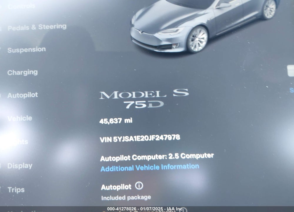 2018 TESLA MODEL S VIN: 5YJSA1E20JF247978