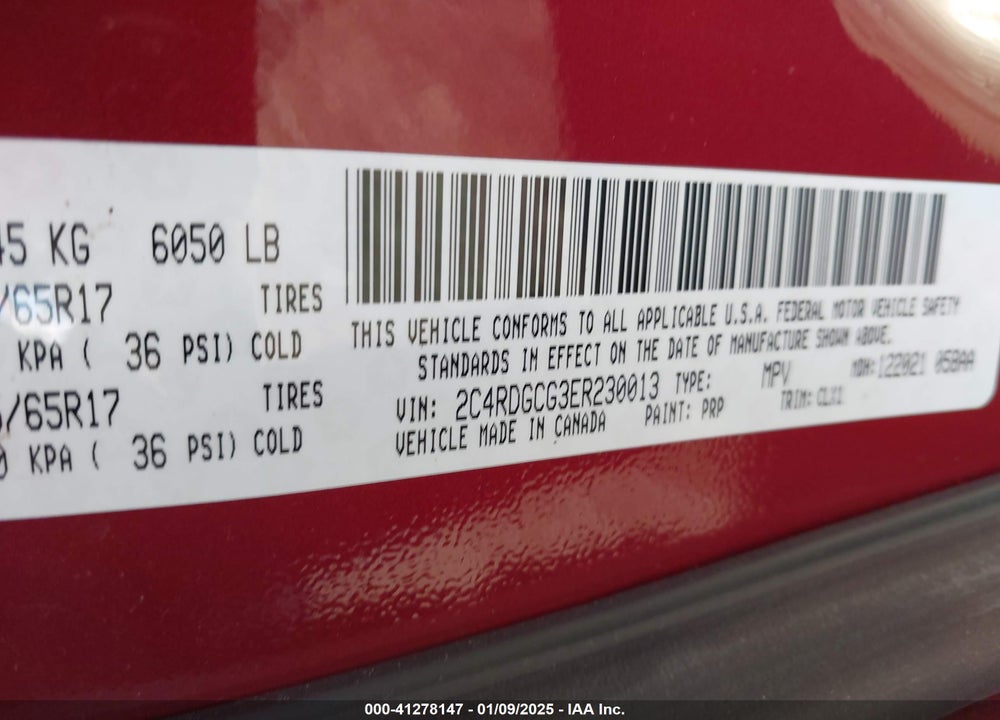 2014 DODGE GRAND CARAVAN SXT 30TH ANNIVERSARY VIN: 2C4RDGCG3ER230013