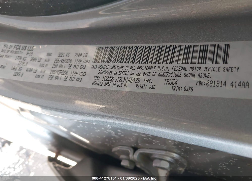 2020 RAM 1500 VIN: 1C6SRFJT2LN145436