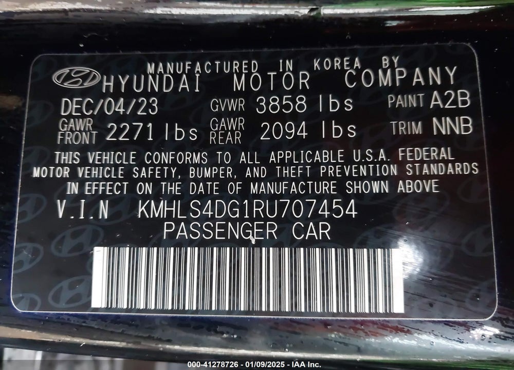 2024 HYUNDAI ELANTRA VIN: KMHLS4DG1RU707454