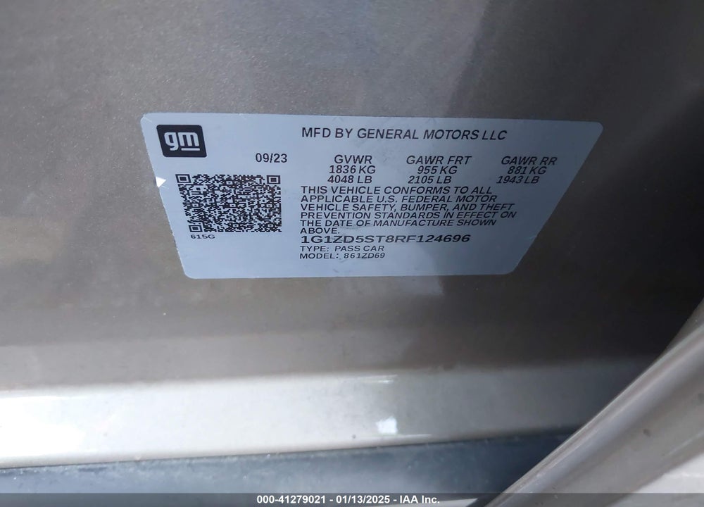 2024 CHEVROLET MALIBU FWD 1LT VIN: 1G1ZD5ST8RF124696