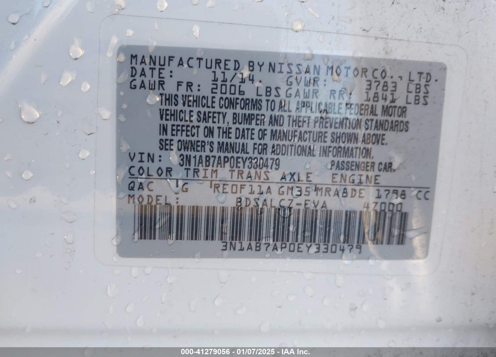 2014 NISSAN SENTRA VIN: 3N1AB7AP0EY330479