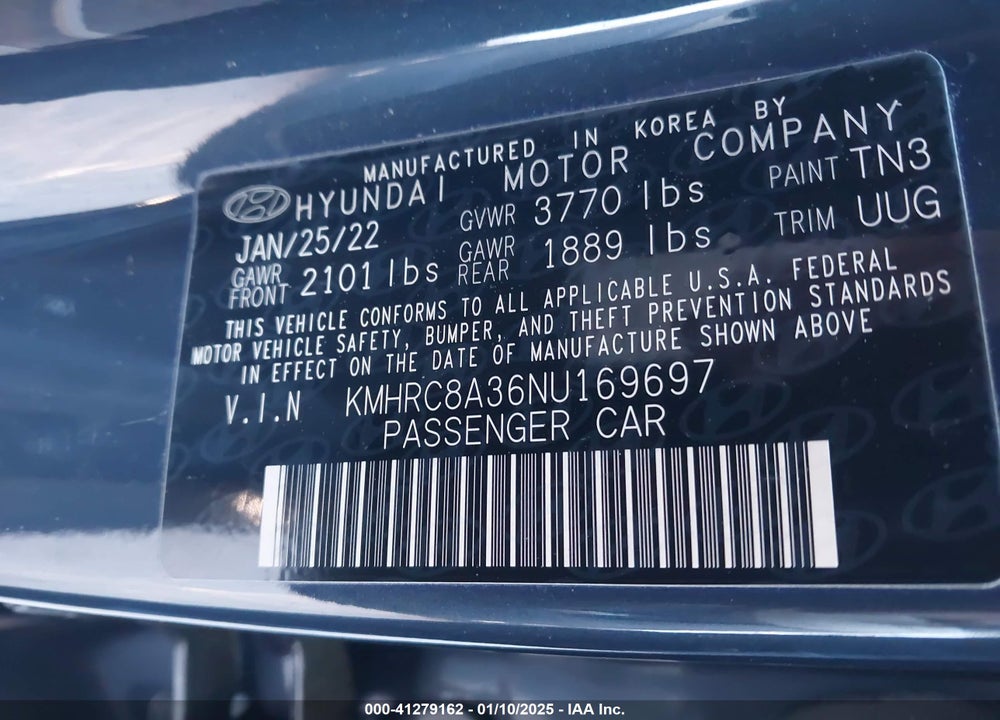 2022 HYUNDAI VENUE LIMITED VIN: KMHRC8A36NU169697