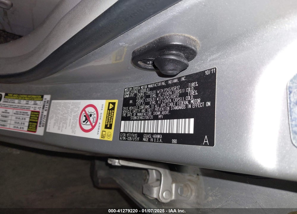 2012 TOYOTA HIGHLANDER SE VIN: 5TDBK3EH8CS106720