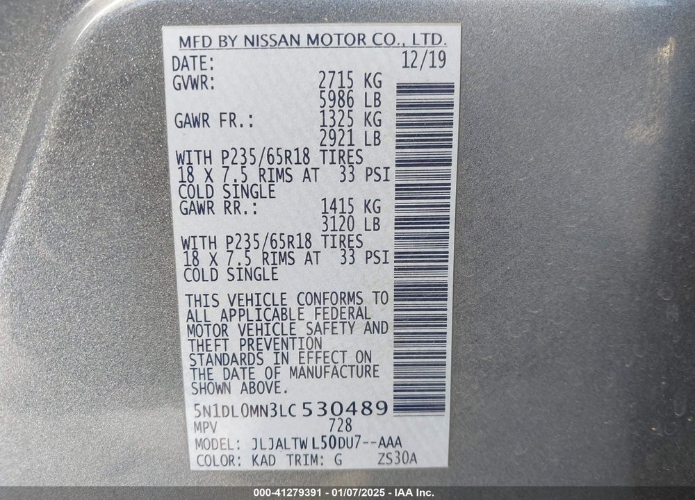 2020 INFINITI QX60 LUXE VIN: 5N1DL0MN3LC530489