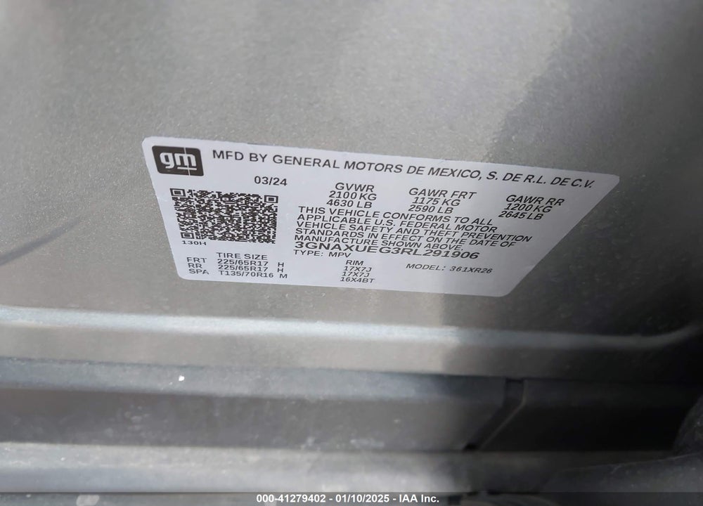2024 CHEVROLET EQUINOX AWD LT VIN: 3GNAXUEG3RL291906