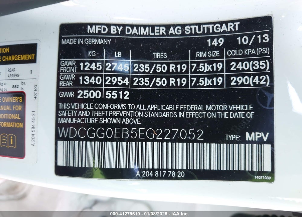 2014 MERCEDES-BENZ GLK 250 BLUETEC 4MATIC VIN: WDCGG0EB5EG227052