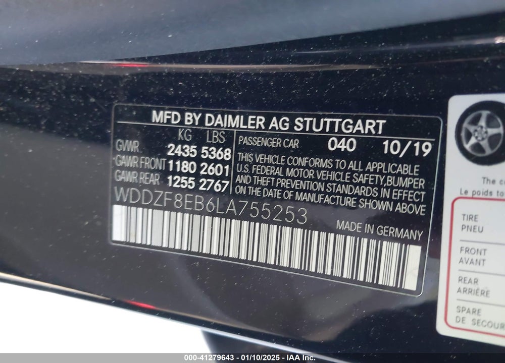 2020 MERCEDES-BENZ E 350 VIN: WDDZF8EB6LA755253