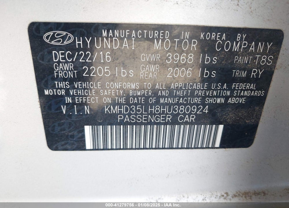 2017 HYUNDAI ELANTRA GT VIN: KMHD35LH8HU380924