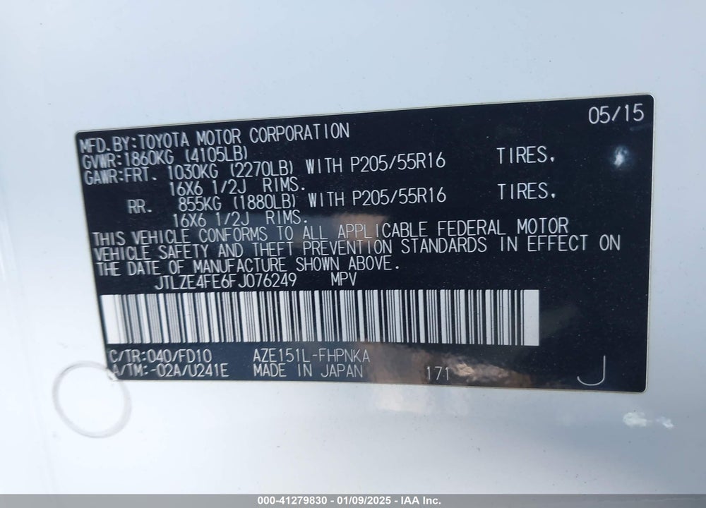 2015 SCION XB VIN: JTLZE4FE6FJ076249