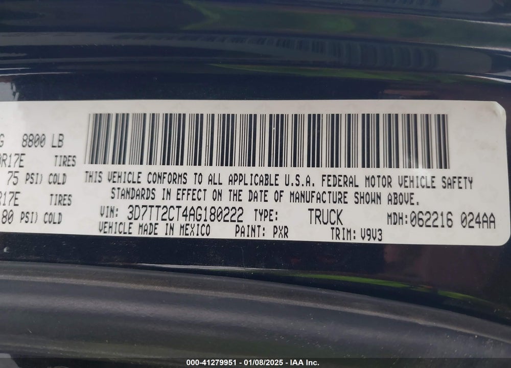 2010 DODGE RAM 2500 VIN: 3D7TT2CT4AG180222