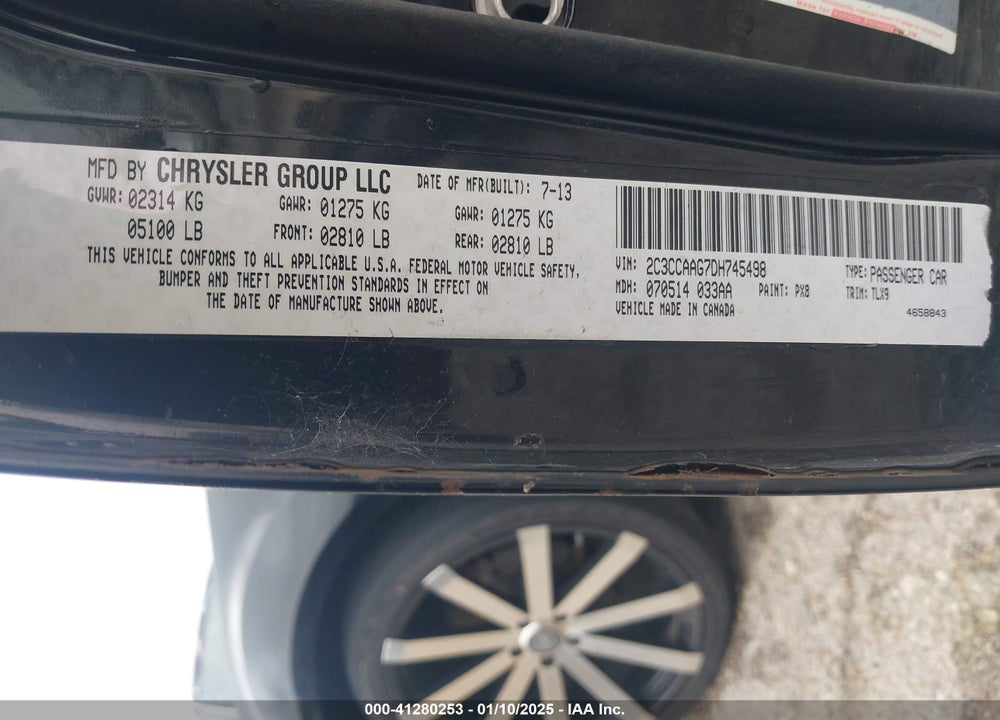 2013 CHRYSLER 300 VIN: 2C3CCAAG7DH745498