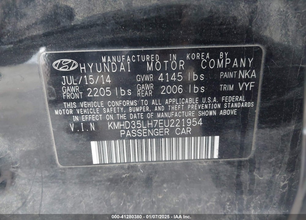 2014 HYUNDAI ELANTRA GT VIN: KMHD35LH7EU221954