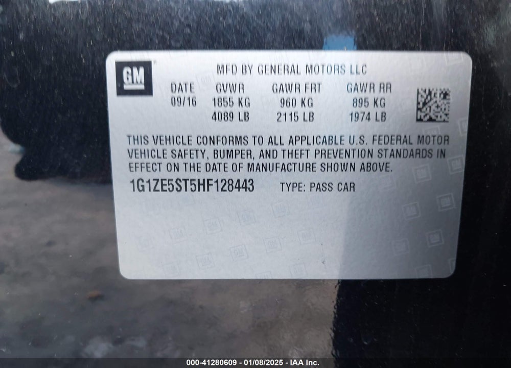 2017 CHEVROLET MALIBU VIN: 1G1ZE5ST5HF128443