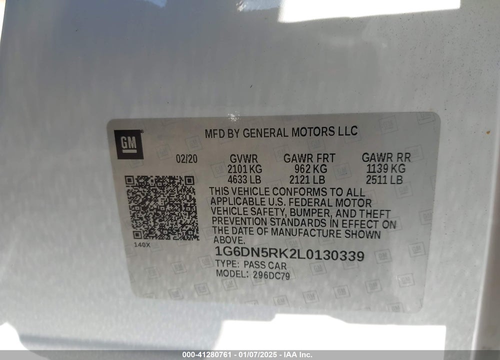 2020 CADILLAC CT5 PREMIUM LUXURY VIN: 1G6DN5RK2L0130339
