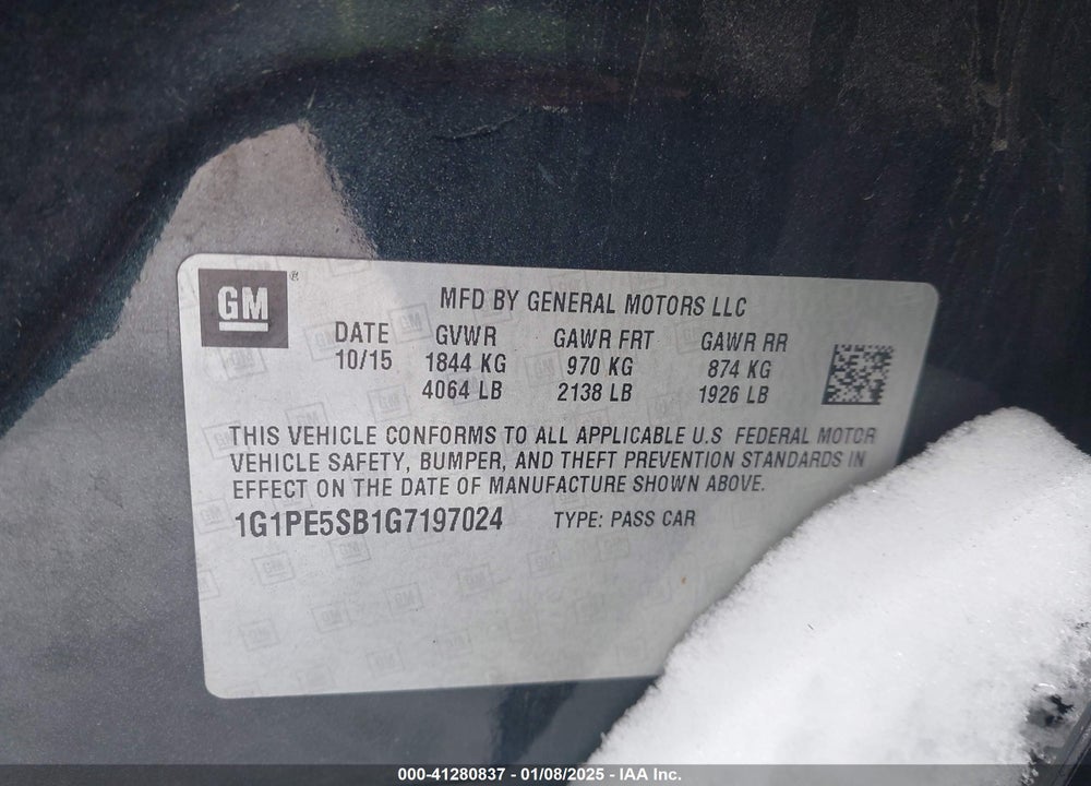 2016 CHEVROLET CRUZE LIMITED 1LT AUTO VIN: 1G1PE5SB1G7197024