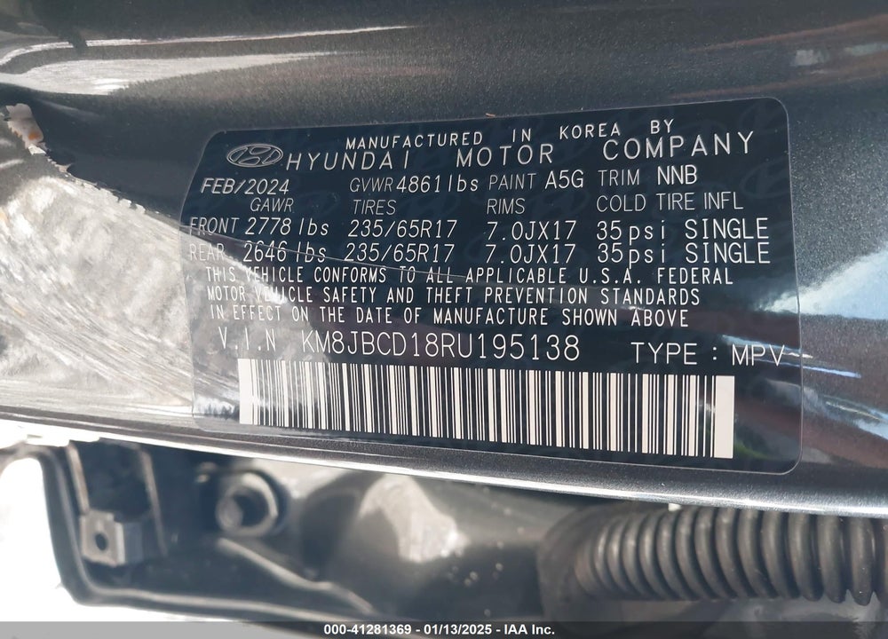 2024 HYUNDAI TUCSON HYBRID VIN: KM8JBCD18RU195138