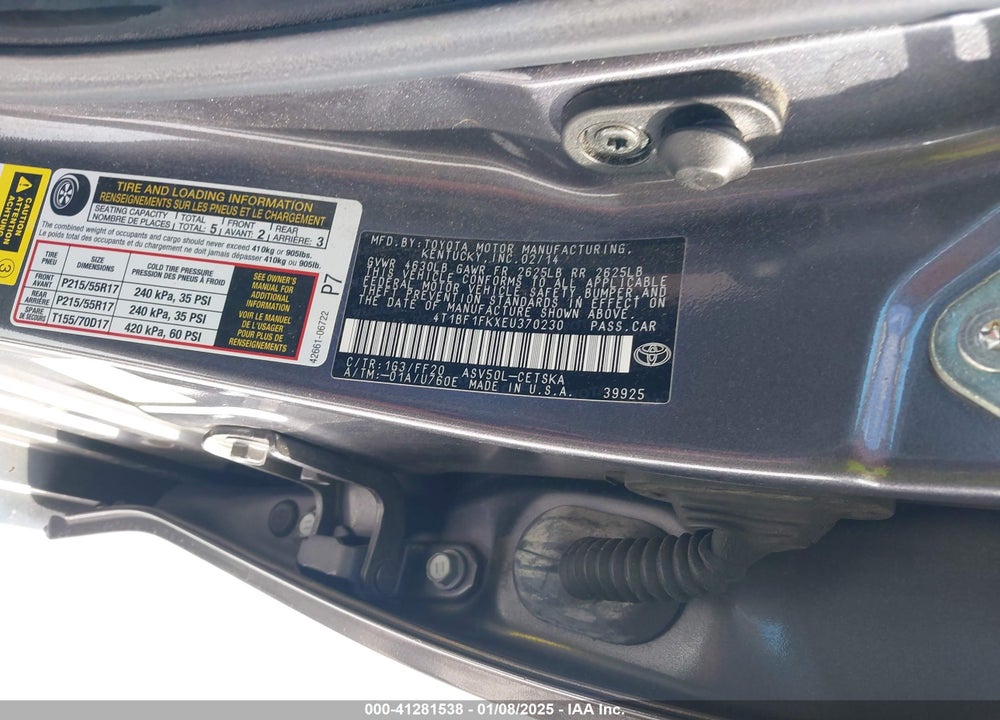 2014 TOYOTA CAMRY VIN: 4T1BF1FKXEU370230