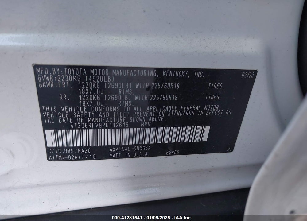 2023 TOYOTA RAV4 HYBRID LIMITED VIN: 4T3D6RFV9PU112616