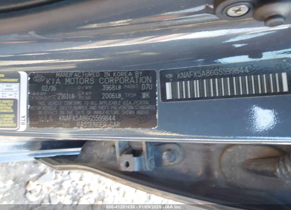 2016 KIA FORTE VIN: KNAFX5A86G5599844