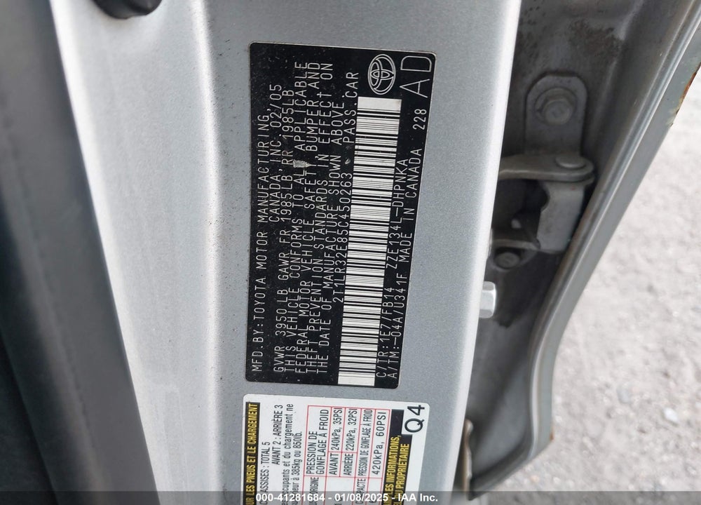 2005 TOYOTA MATRIX/XR VIN: 2T1LR32E85C450263