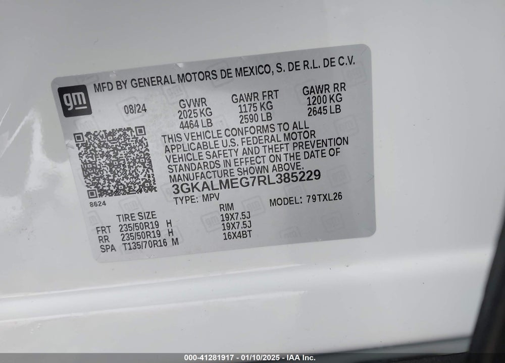 2024 GMC TERRAIN FWD SLE VIN: 3GKALMEG7RL385229