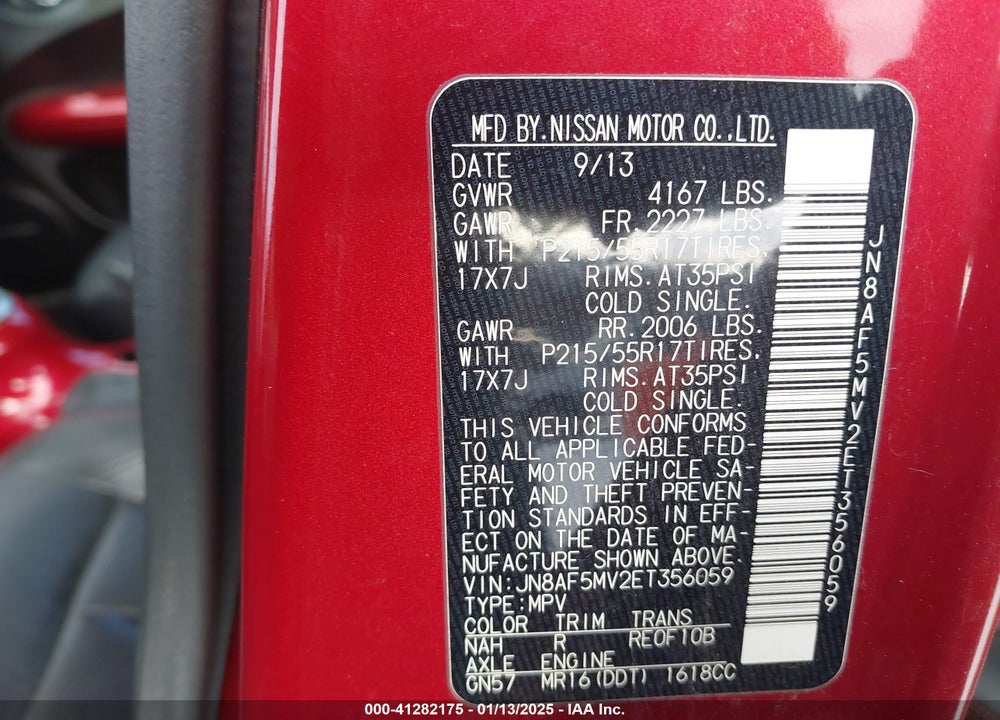 2014 NISSAN JUKE SL VIN: JN8AF5MV2ET356059