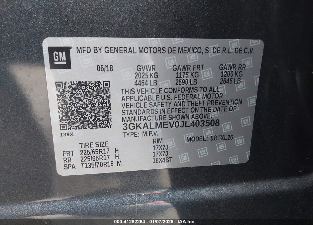 2018 GMC TERRAIN SLE VIN: 3GKALMEV0JL403508