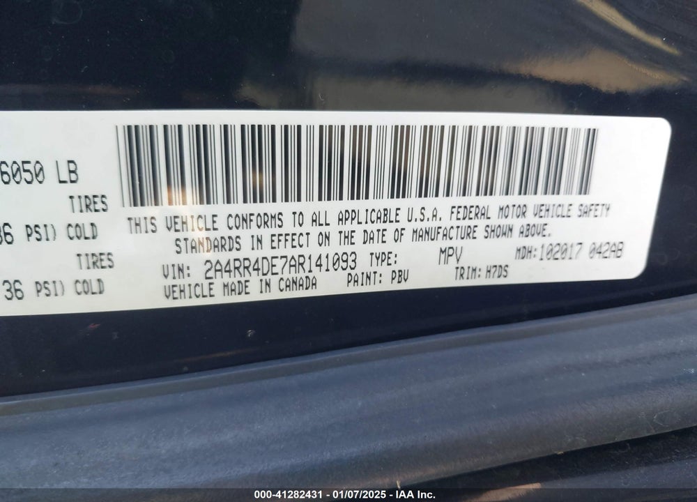 2010 CHRYSLER TOWN & COUNTRY LX VIN: 2A4RR4DE7AR141093