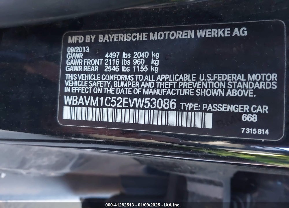 2014 BMW X1 VIN: WBAVM1C52EVW53086