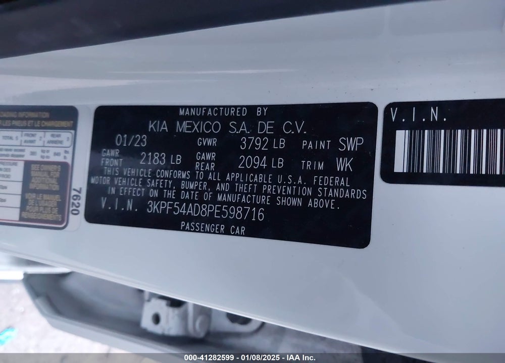 2023 KIA FORTE VIN: 3KPF54AD8PE598716