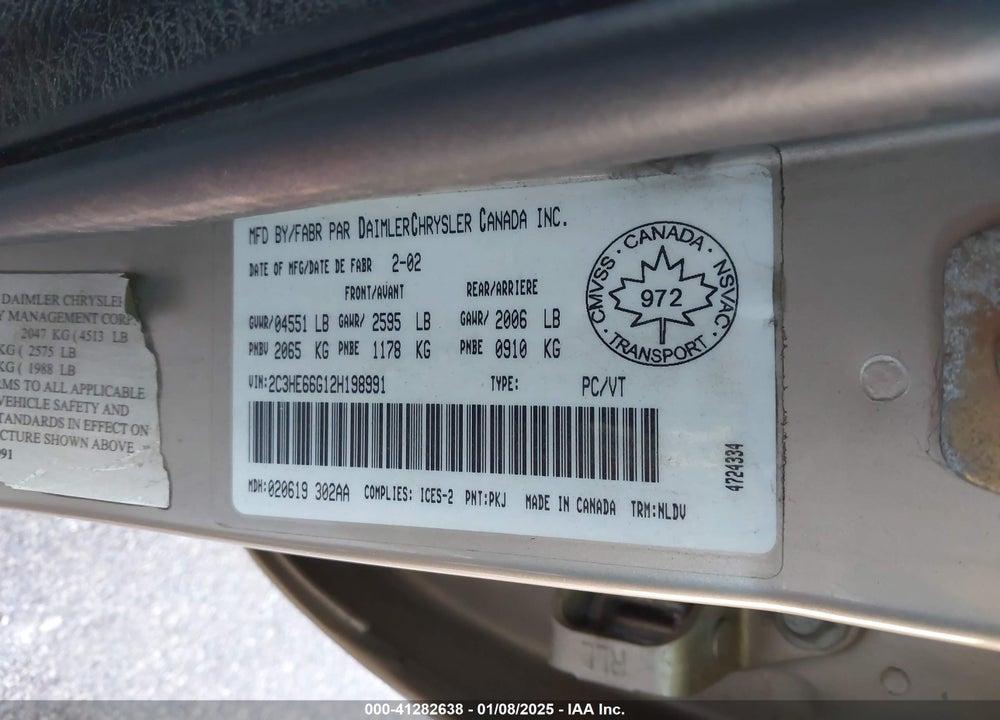 2002 CHRYSLER 300M VIN: 2C3HE66G12H198991