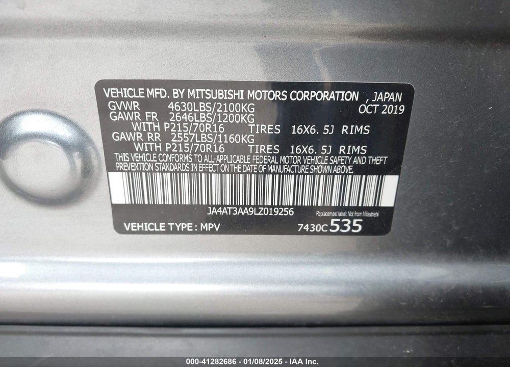 2020 MITSUBISHI ECLIPSE CROSS ES 1.5T AWC VIN: JA4AT3AA9LZ019256